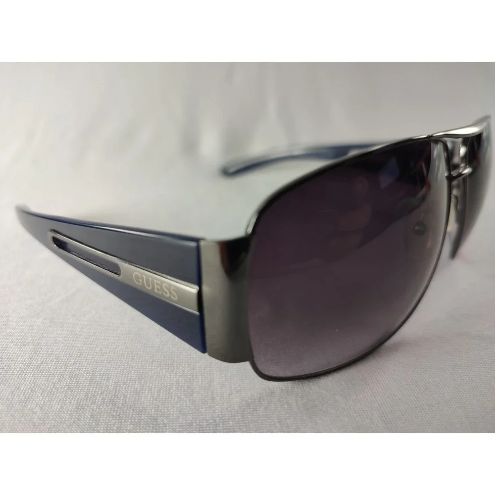 Guess GU 6581 GUN-35A Gunmetal Blue Navigator‎ Sunglasses Grey Gradient 65mm